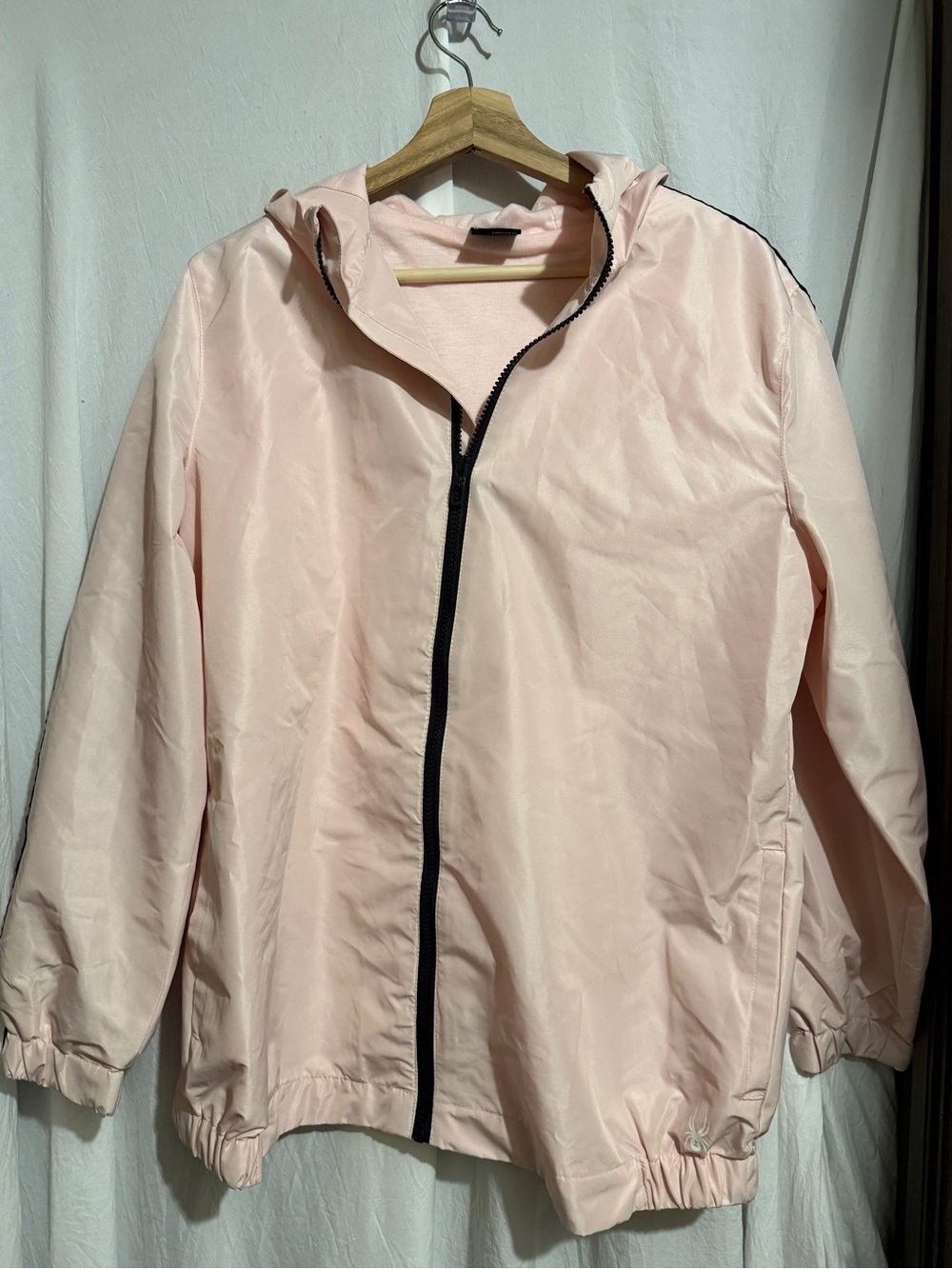 Spyder Light Pink Hooded Bomber Jacket with Black Zip